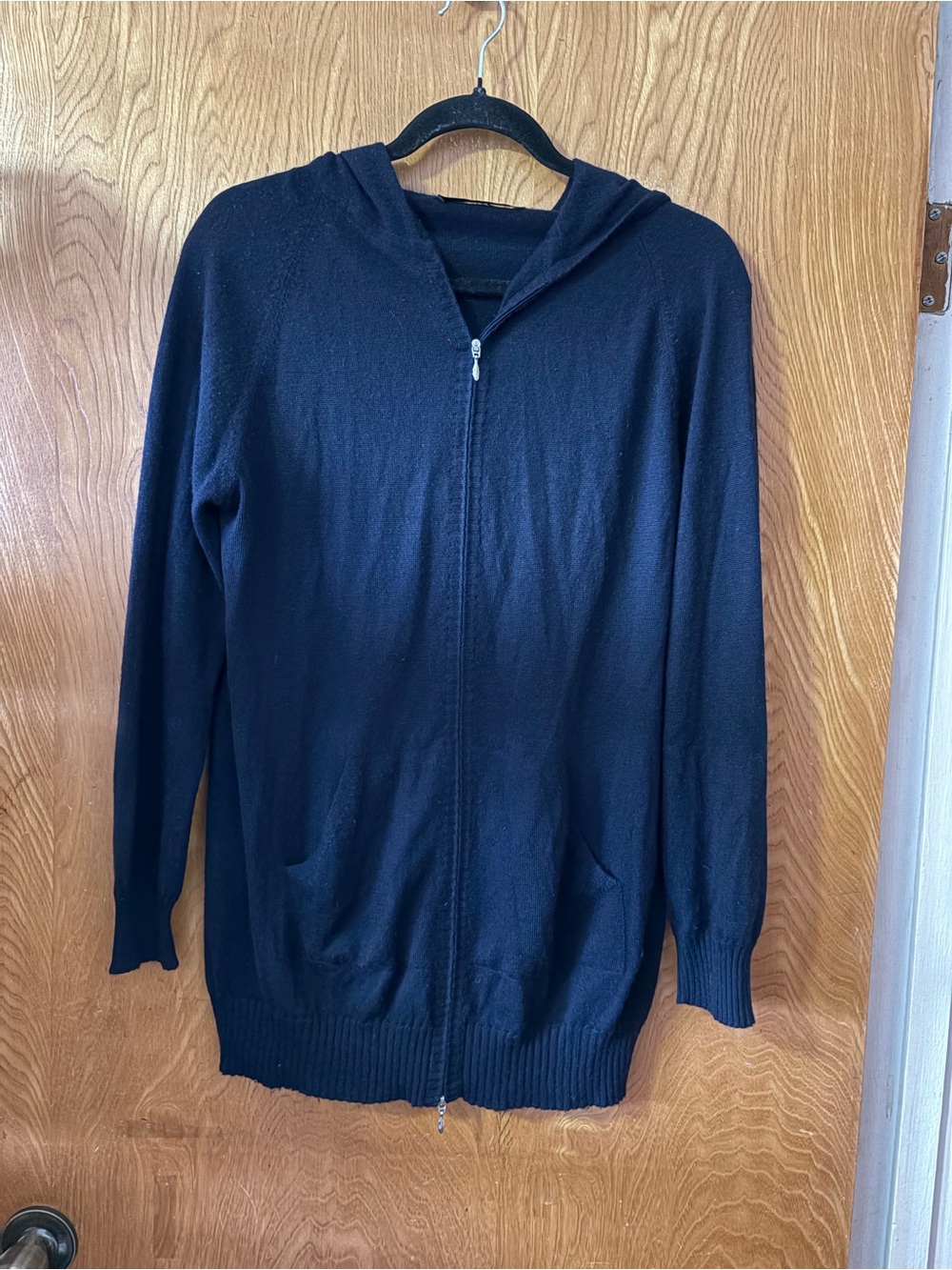 Jenni Kayne Black Zip-Up Hooded Sweater L